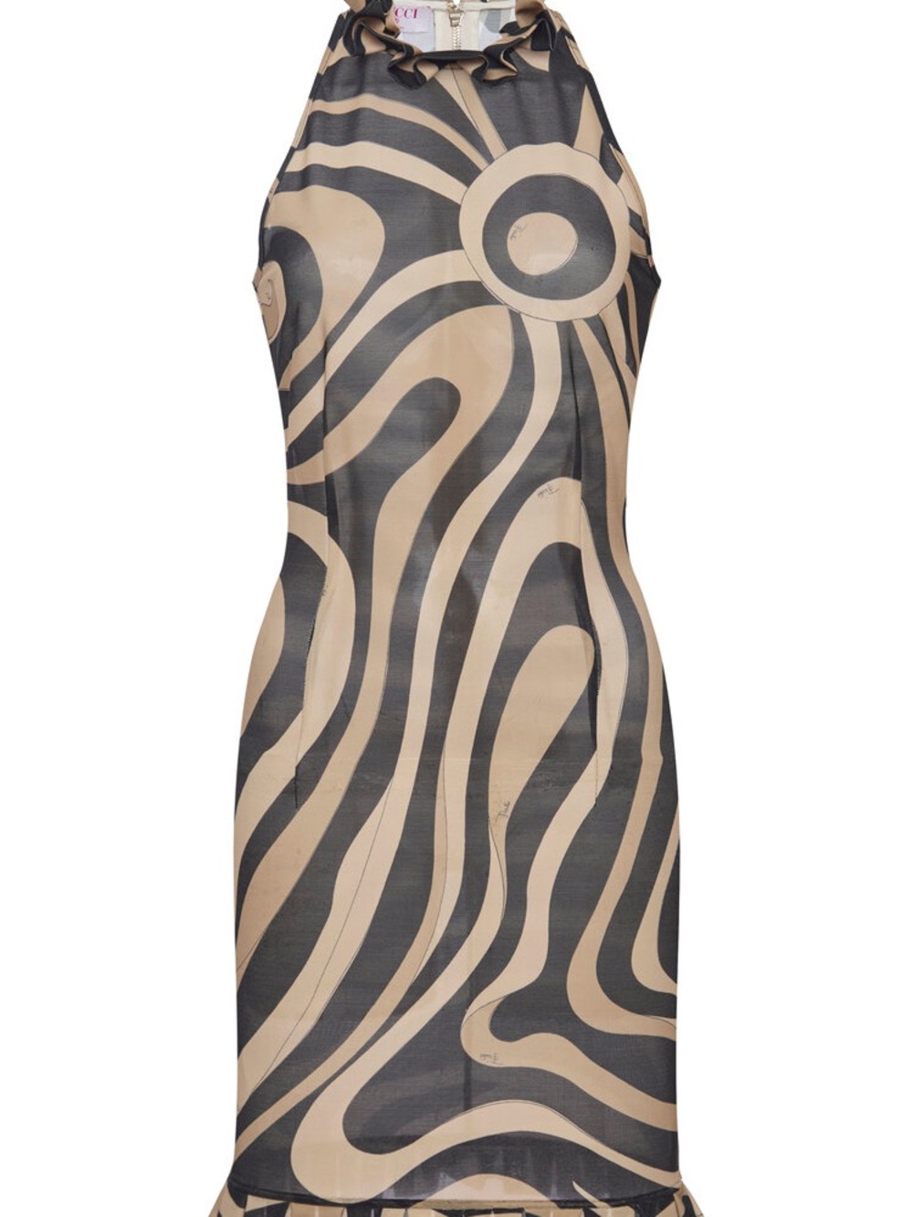Emilio Pucci Beige and Black Swirl Halter Mini Dress - Picture 5 of 5